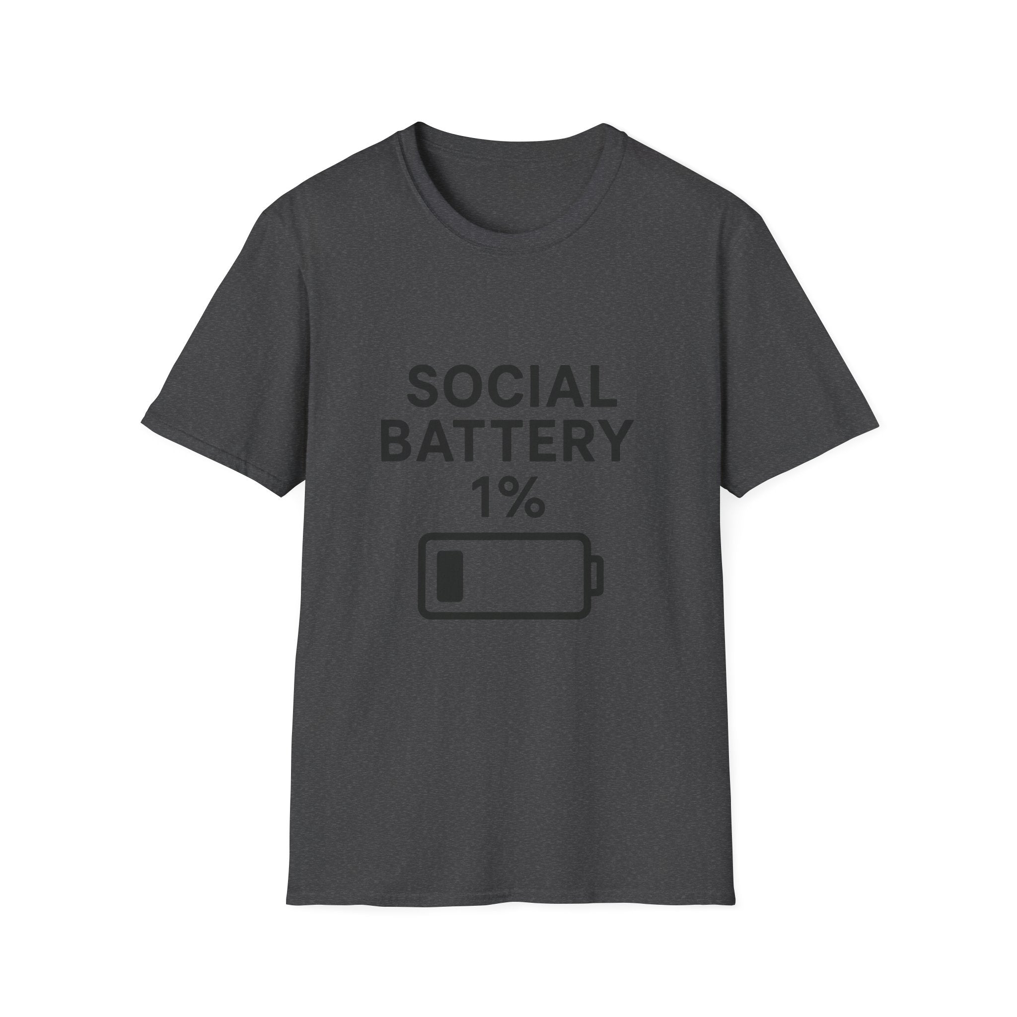 Social Battery Unisex Softstyle T-Shirt | Funny Quote Tee, Gift for Introverts, Social Media Humor, Casual Outfit, Everyday Wear