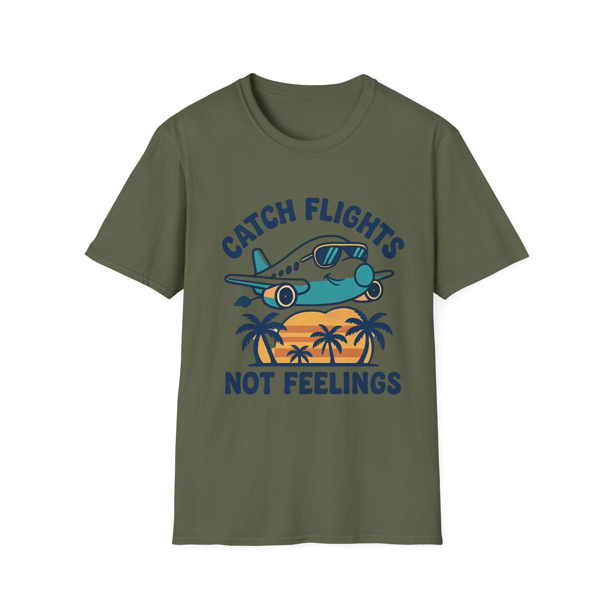 Catch Flights Not Feelings Unisex Softstyle T-Shirt, Travel Tee, Vacation Shirt, Plane Lover Gift, Wanderlust Apparel