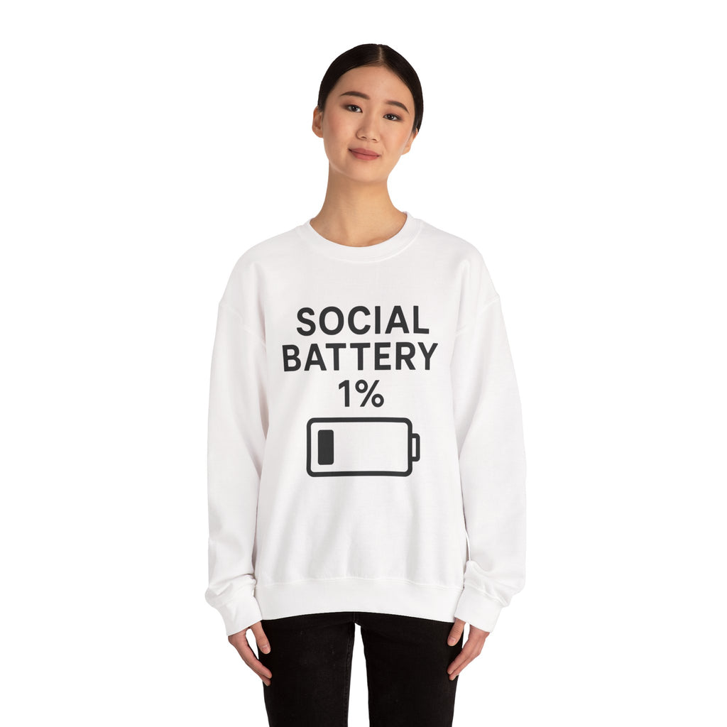 Social Battery Sweatshirt | Unisex Crewneck | Perfect for Introverts, Gifts for Friends, Casual Wear, Cozy Lounge