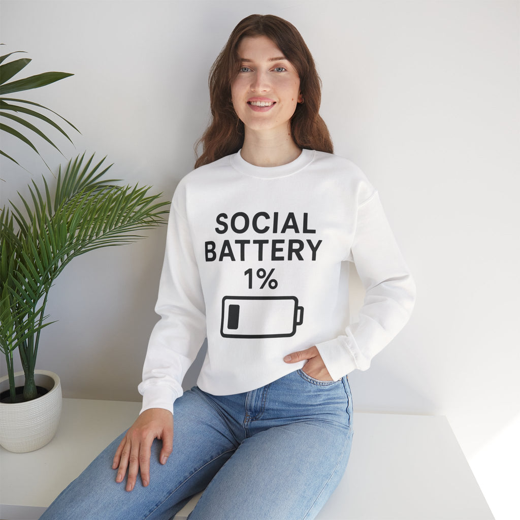 Social Battery Sweatshirt | Unisex Crewneck | Perfect for Introverts, Gifts for Friends, Casual Wear, Cozy Lounge