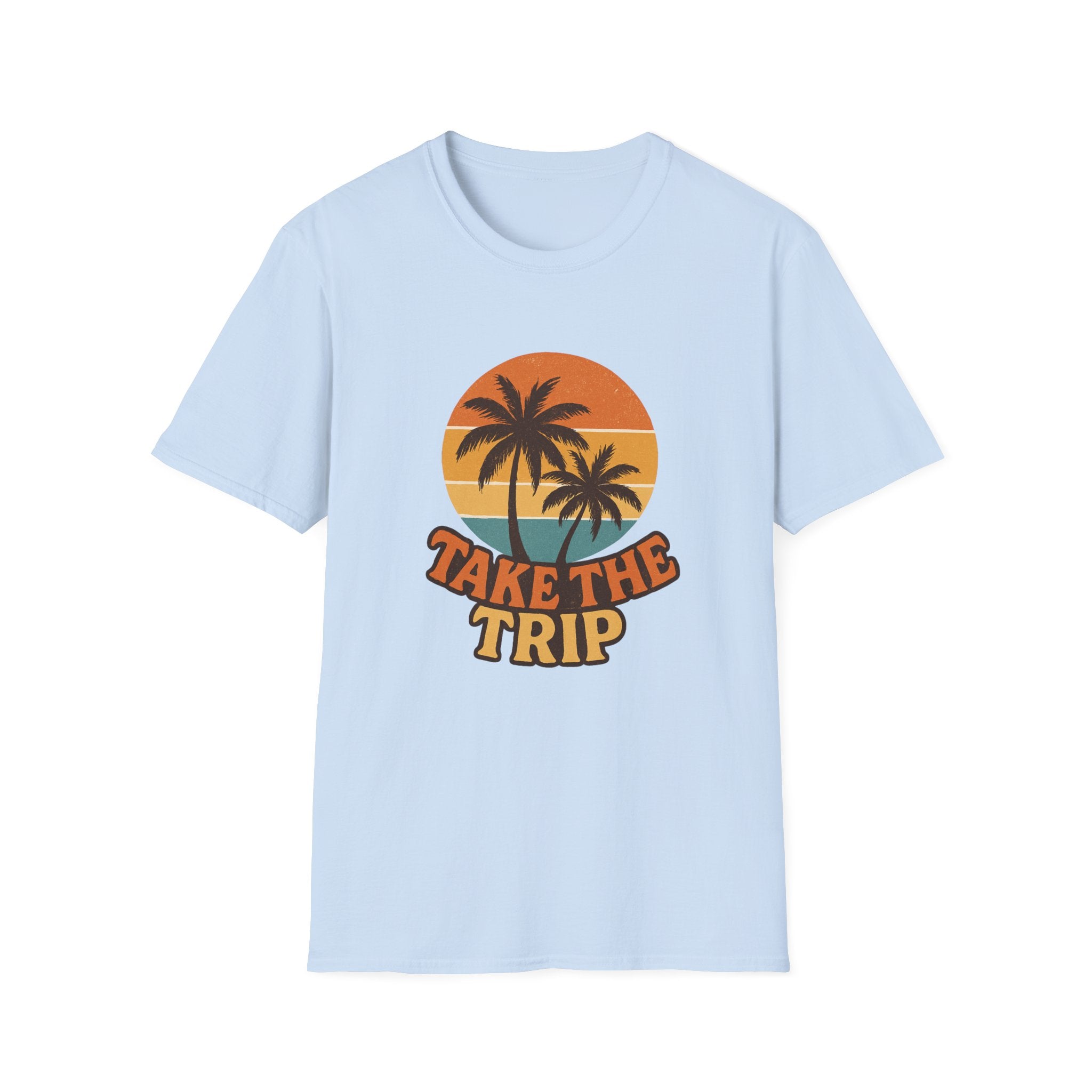 Retro Palm Trees Travel T-Shirt - Perfect for Summer Vacations, Beach Days, Road Trips, Travel Lovers, Gift Ideas