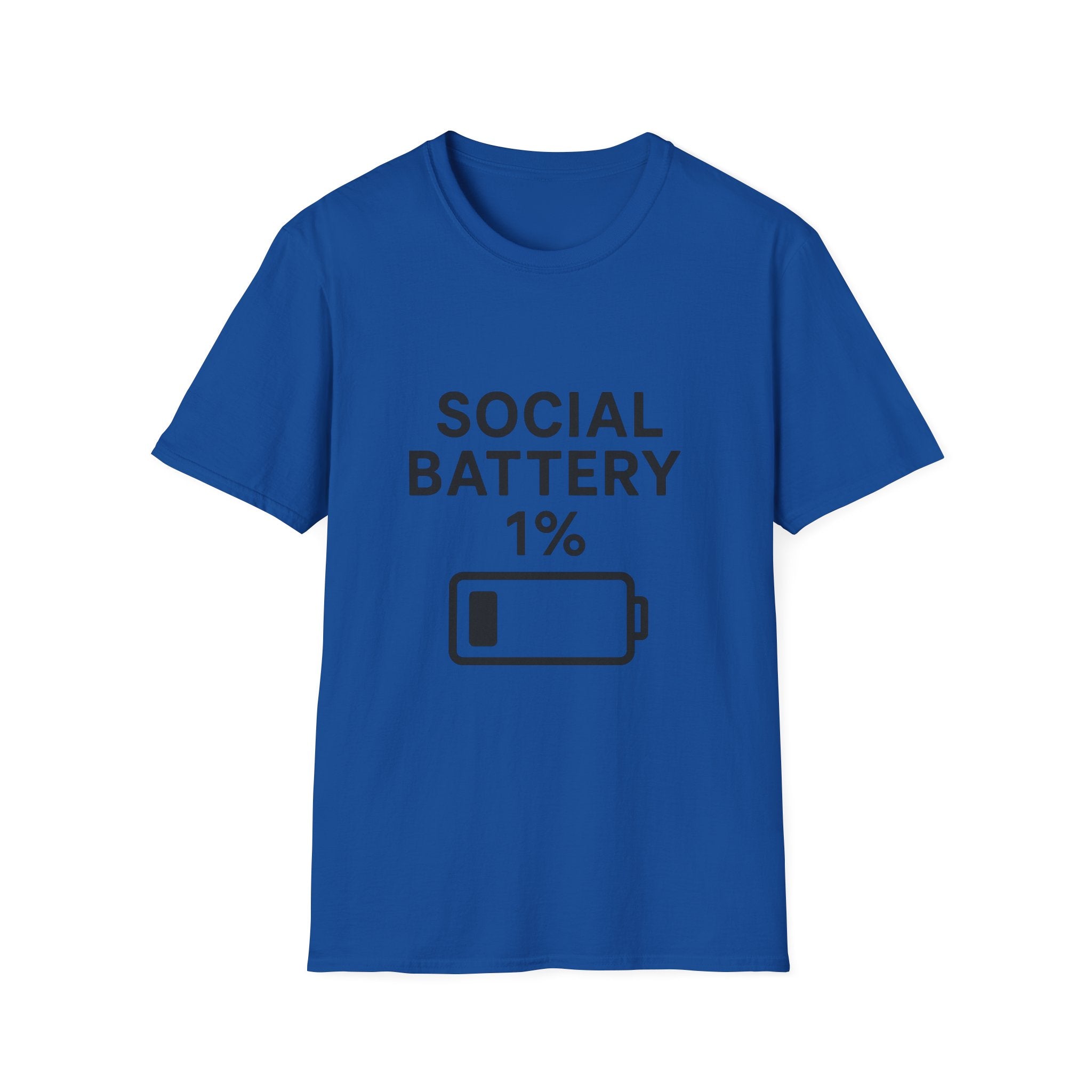 Social Battery Unisex Softstyle T-Shirt | Funny Quote Tee, Gift for Introverts, Social Media Humor, Casual Outfit, Everyday Wear