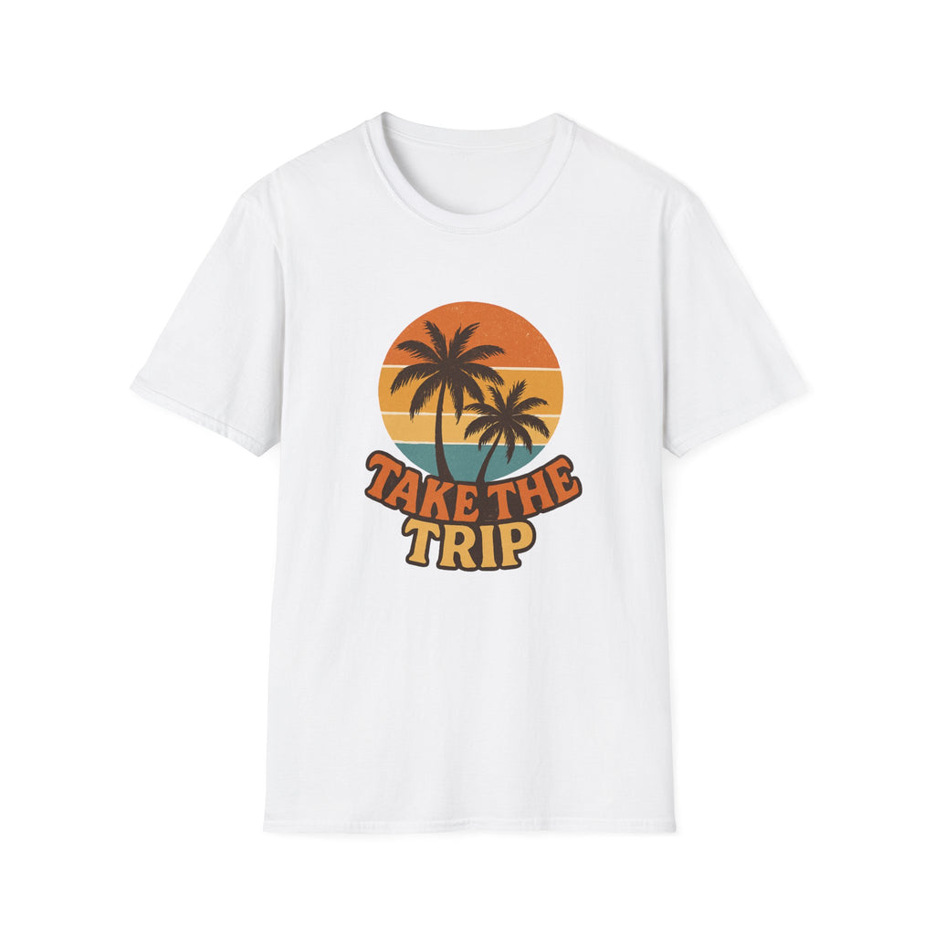 Retro Palm Trees Travel T-Shirt - Perfect for Summer Vacations, Beach Days, Road Trips, Travel Lovers, Gift Ideas