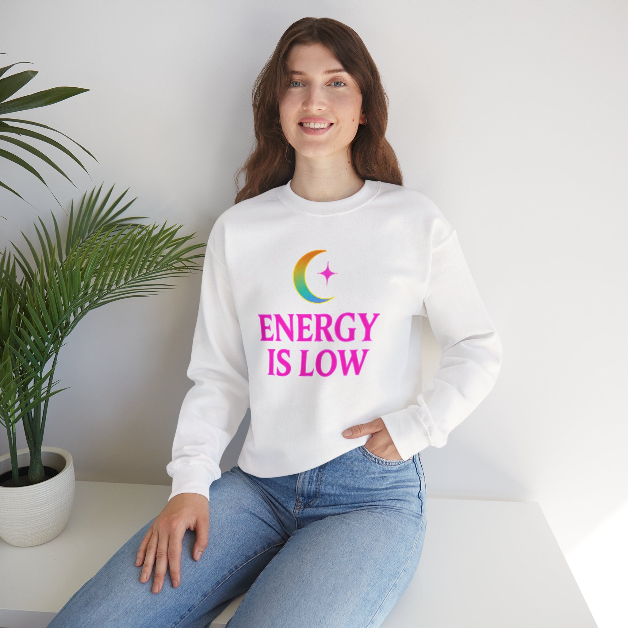 Energy Is Low Crescent Moon Crewneck Sweatshirt