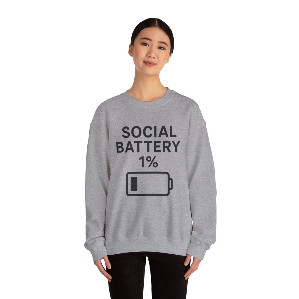 Social Battery Sweatshirt | Unisex Crewneck | Perfect for Introverts, Gifts for Friends, Casual Wear, Cozy Lounge