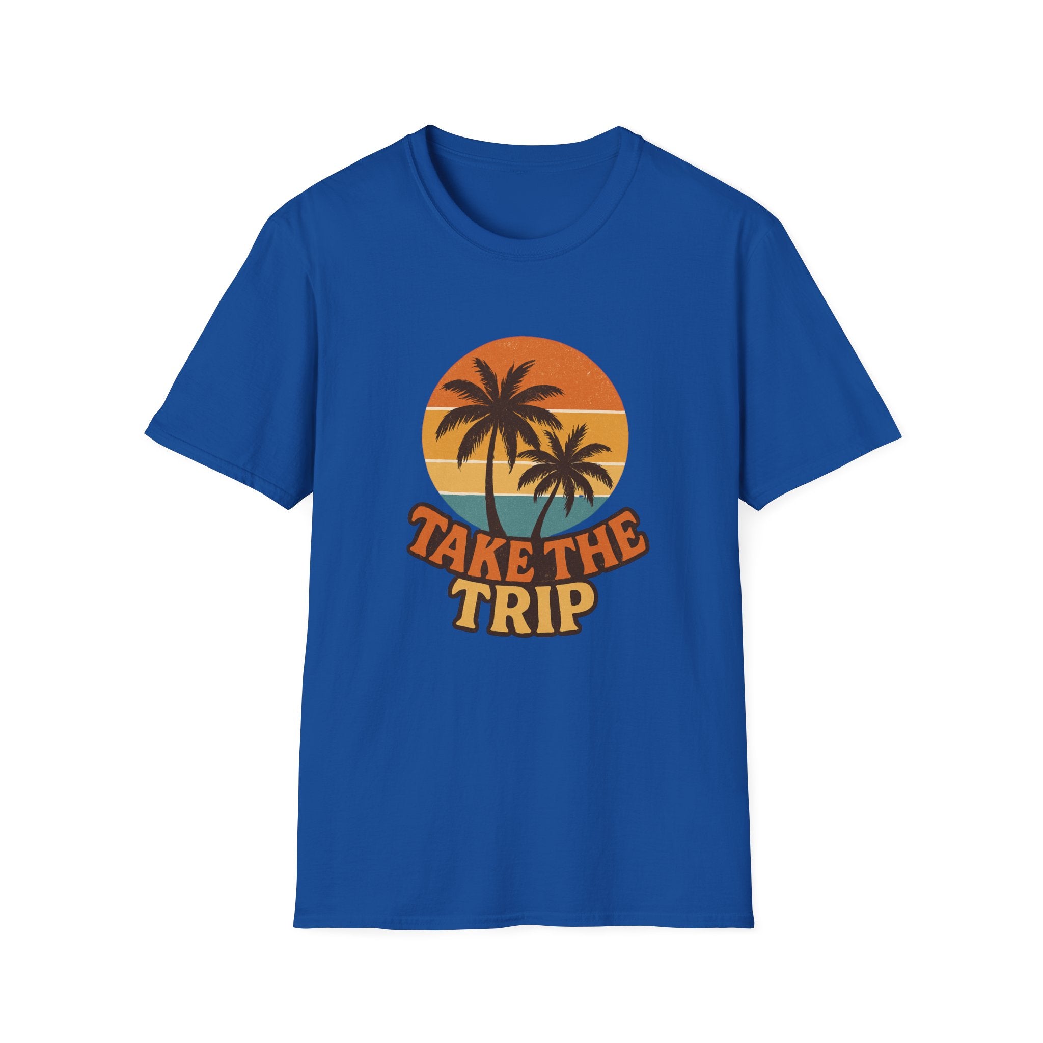 Retro Palm Trees Travel T-Shirt - Perfect for Summer Vacations, Beach Days, Road Trips, Travel Lovers, Gift Ideas