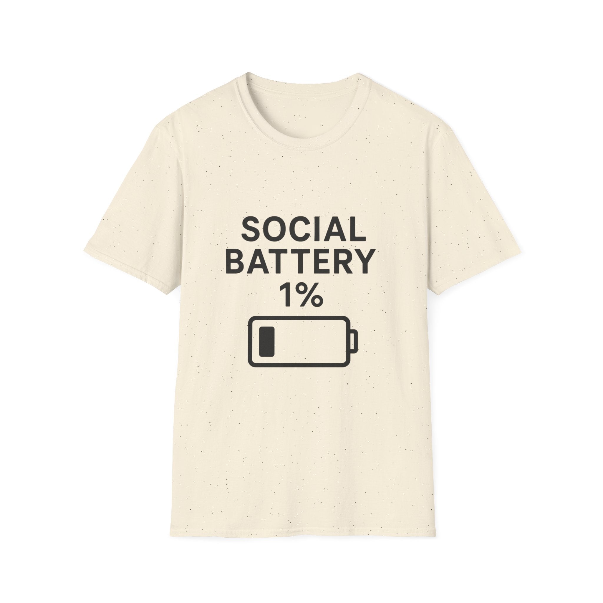 Social Battery Unisex Softstyle T-Shirt | Funny Quote Tee, Gift for Introverts, Social Media Humor, Casual Outfit, Everyday Wear