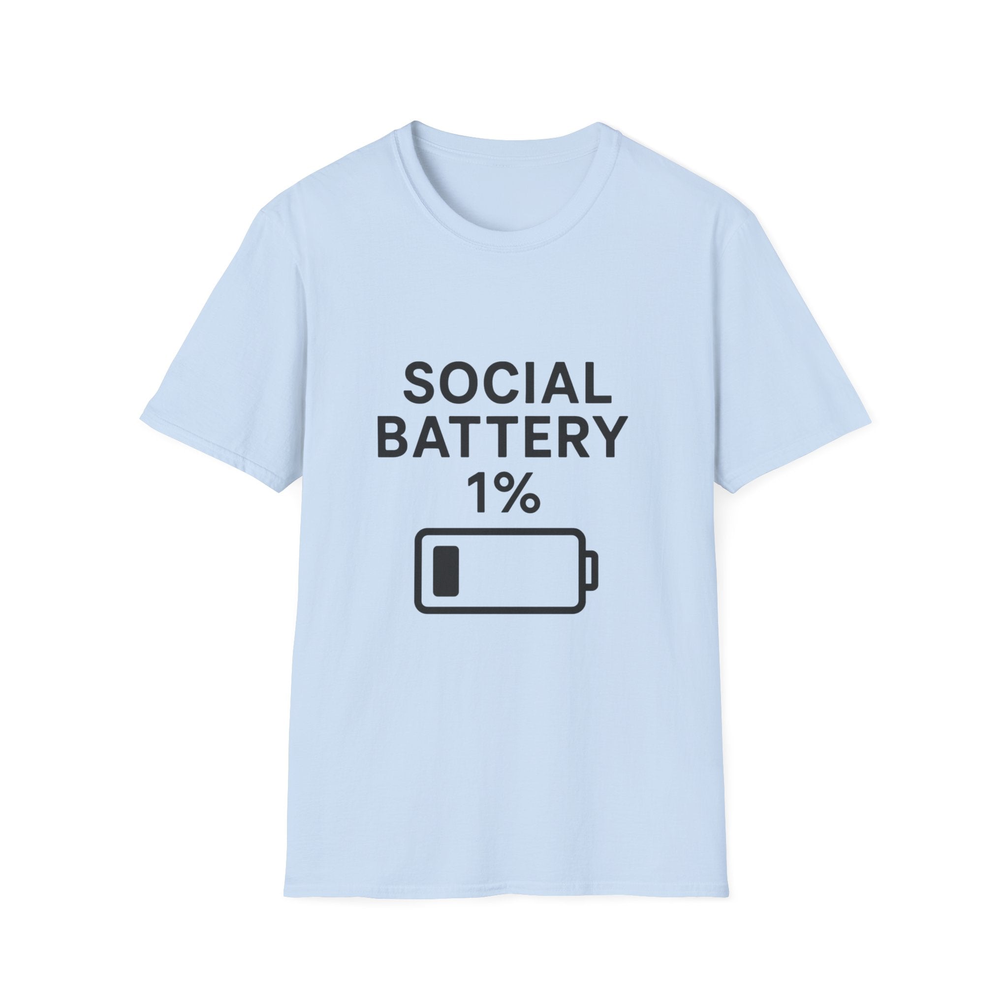 Social Battery Unisex Softstyle T-Shirt | Funny Quote Tee, Gift for Introverts, Social Media Humor, Casual Outfit, Everyday Wear