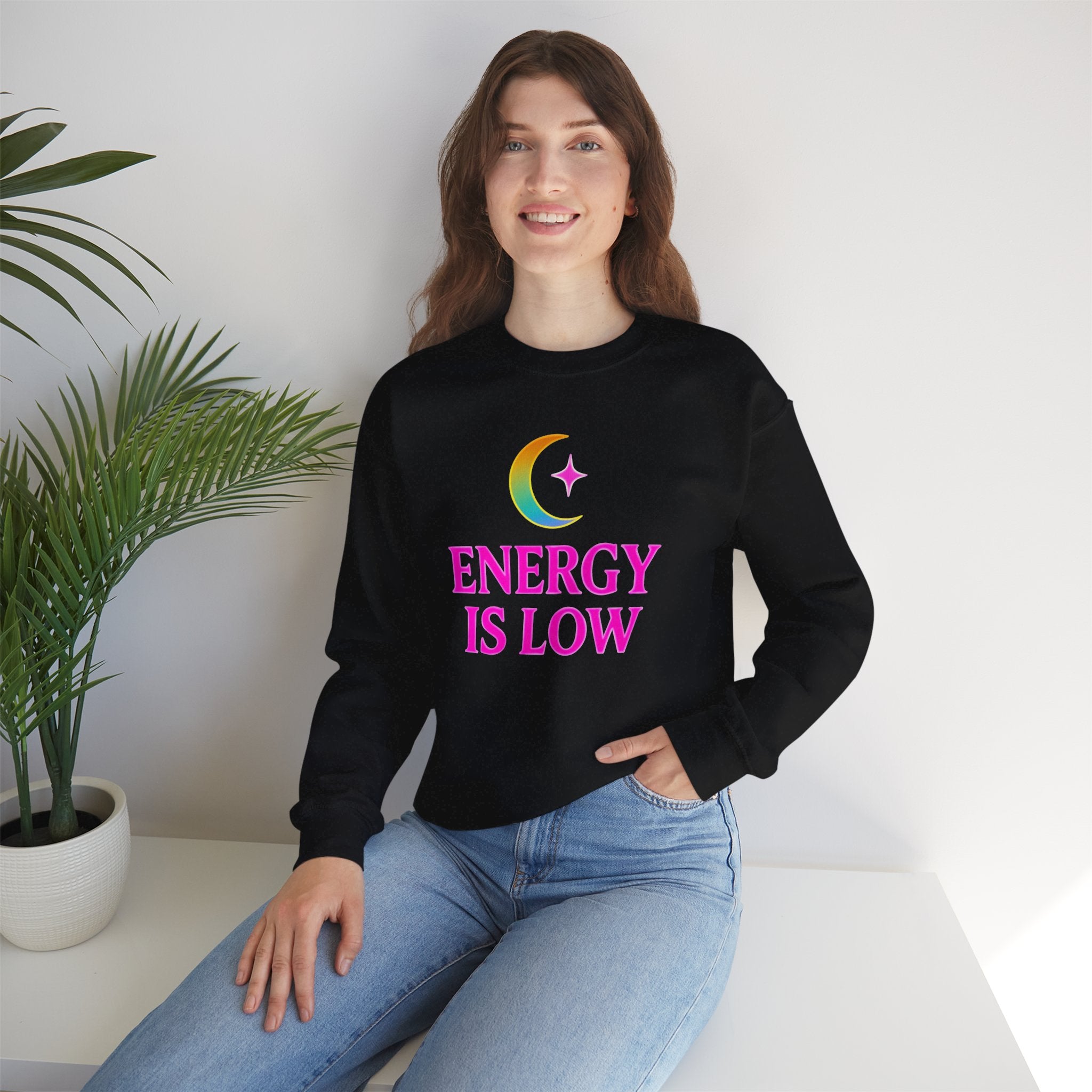 Energy Is Low Crescent Moon Crewneck Sweatshirt