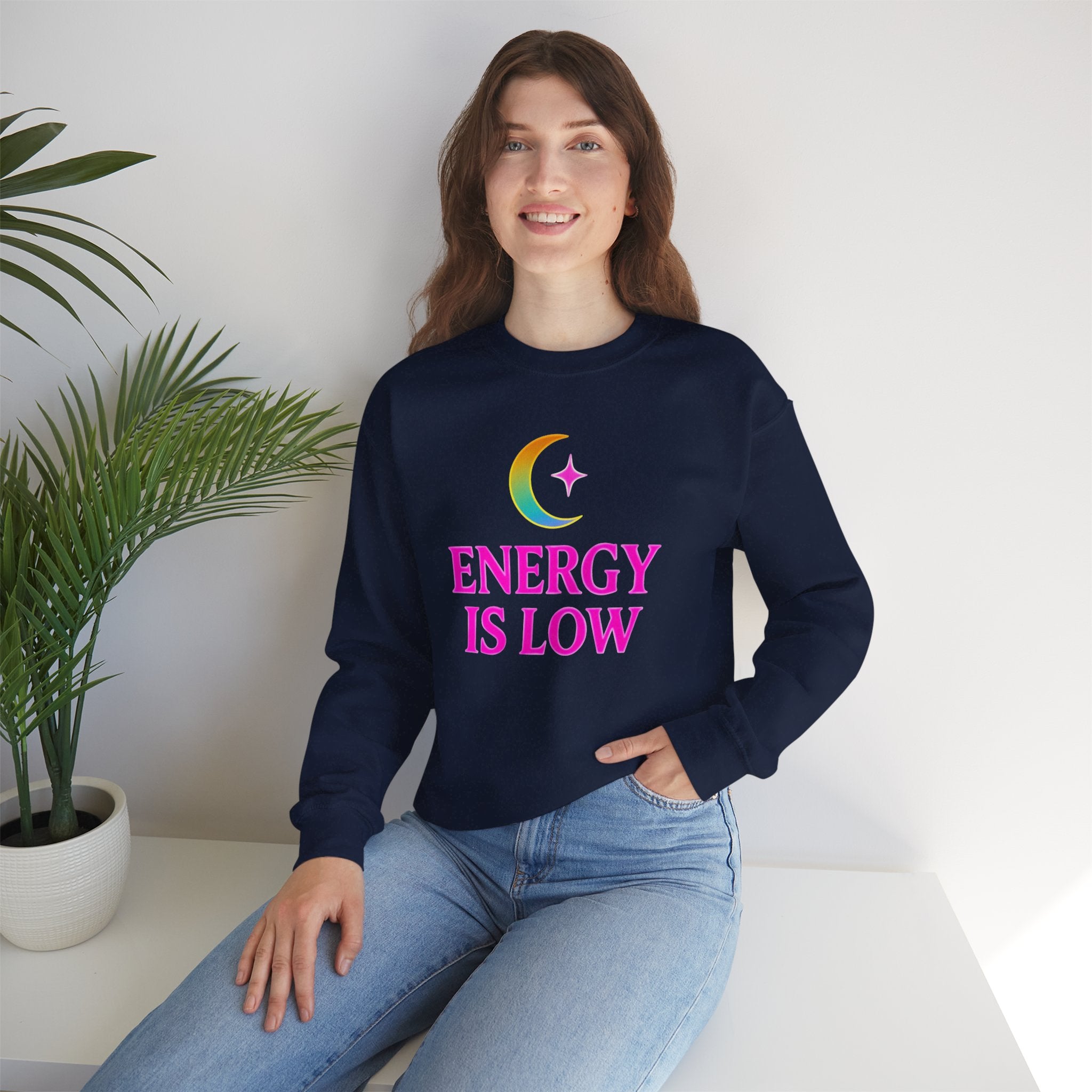 Energy Is Low Crescent Moon Crewneck Sweatshirt