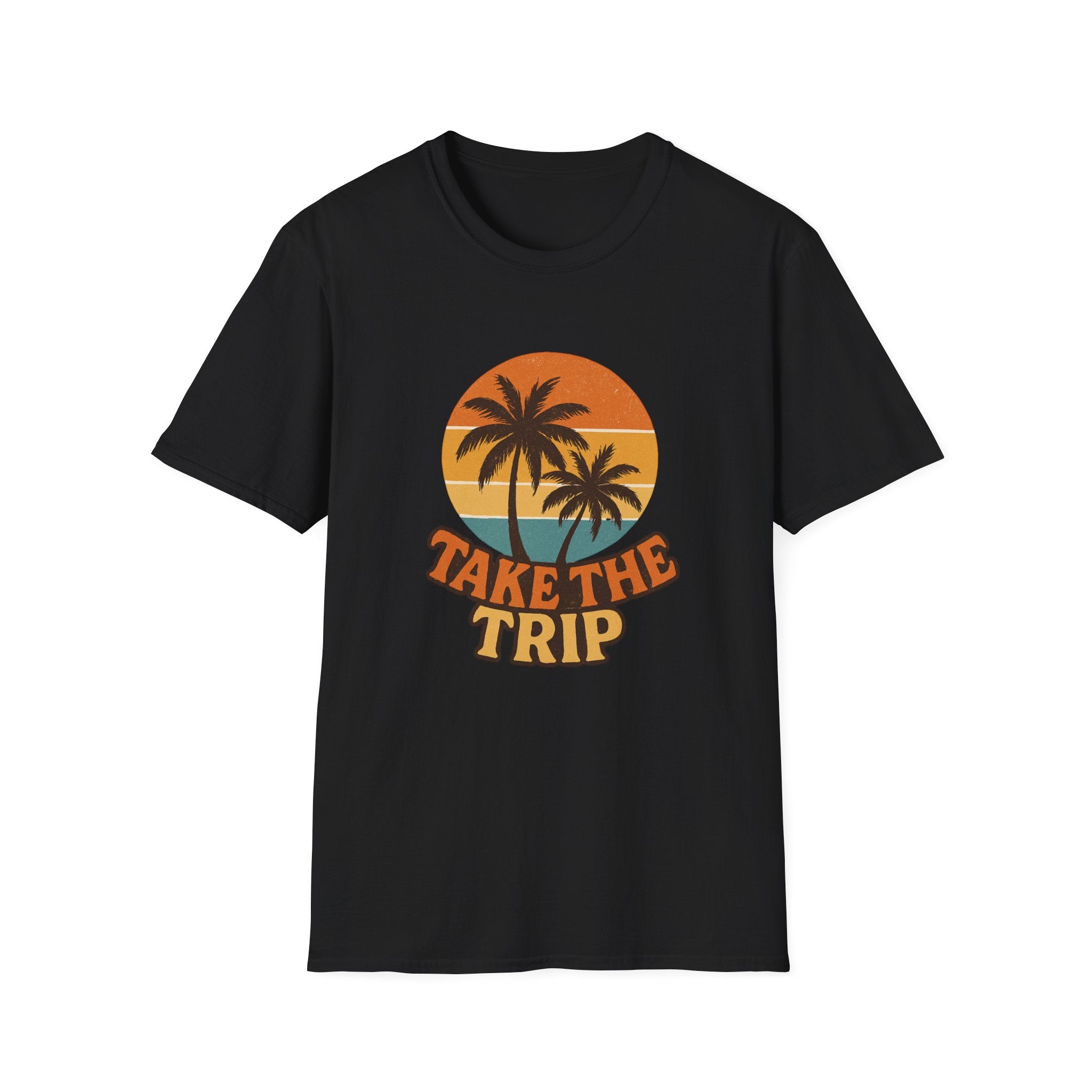 Retro Palm Trees Travel T-Shirt - Perfect for Summer Vacations, Beach Days, Road Trips, Travel Lovers, Gift Ideas
