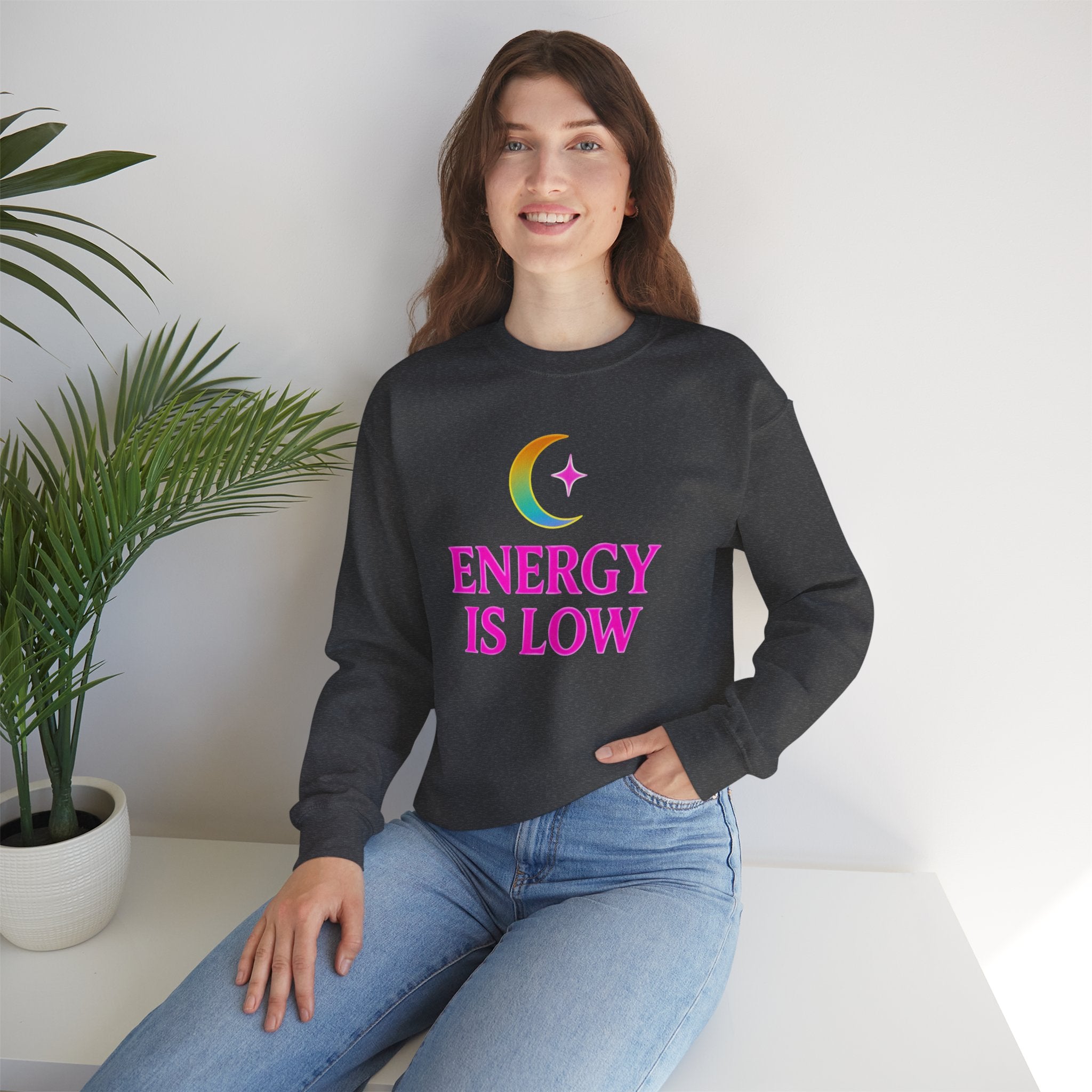 Energy Is Low Crescent Moon Crewneck Sweatshirt