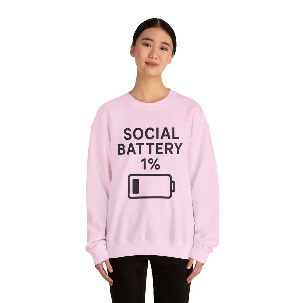 Social Battery Sweatshirt | Unisex Crewneck | Perfect for Introverts, Gifts for Friends, Casual Wear, Cozy Lounge