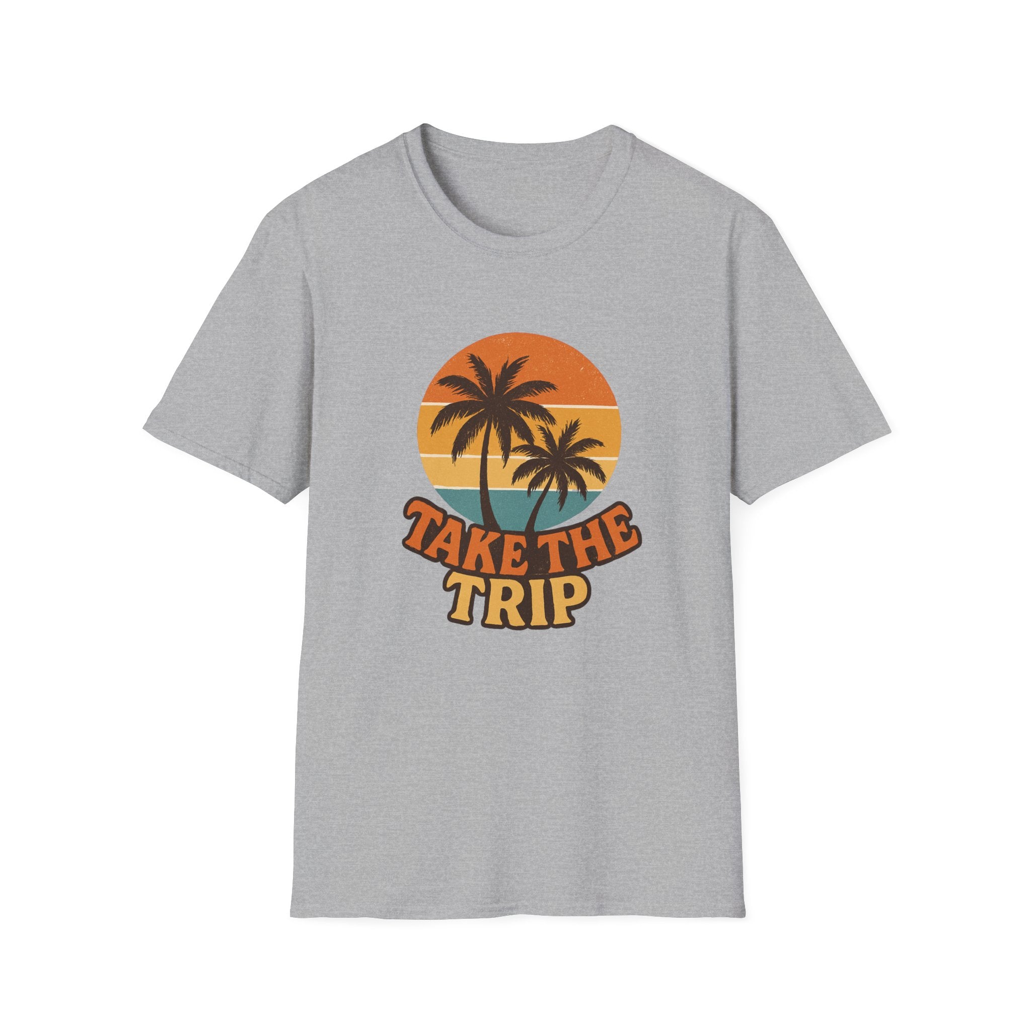 Retro Palm Trees Travel T-Shirt - Perfect for Summer Vacations, Beach Days, Road Trips, Travel Lovers, Gift Ideas